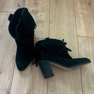 Splendid Carden Suede Fringe Western Ankle Bootie